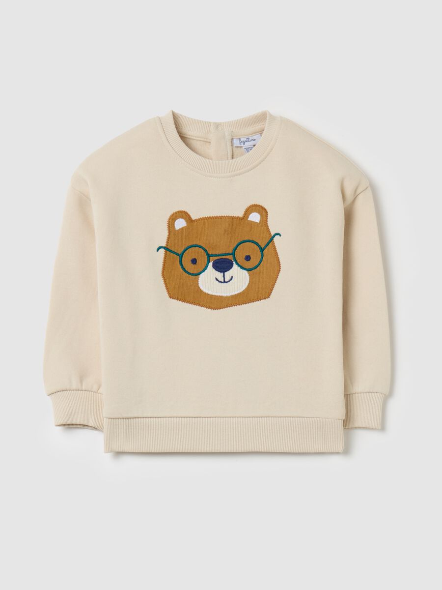 French terry sweatshirt with teddy bear patch_0
