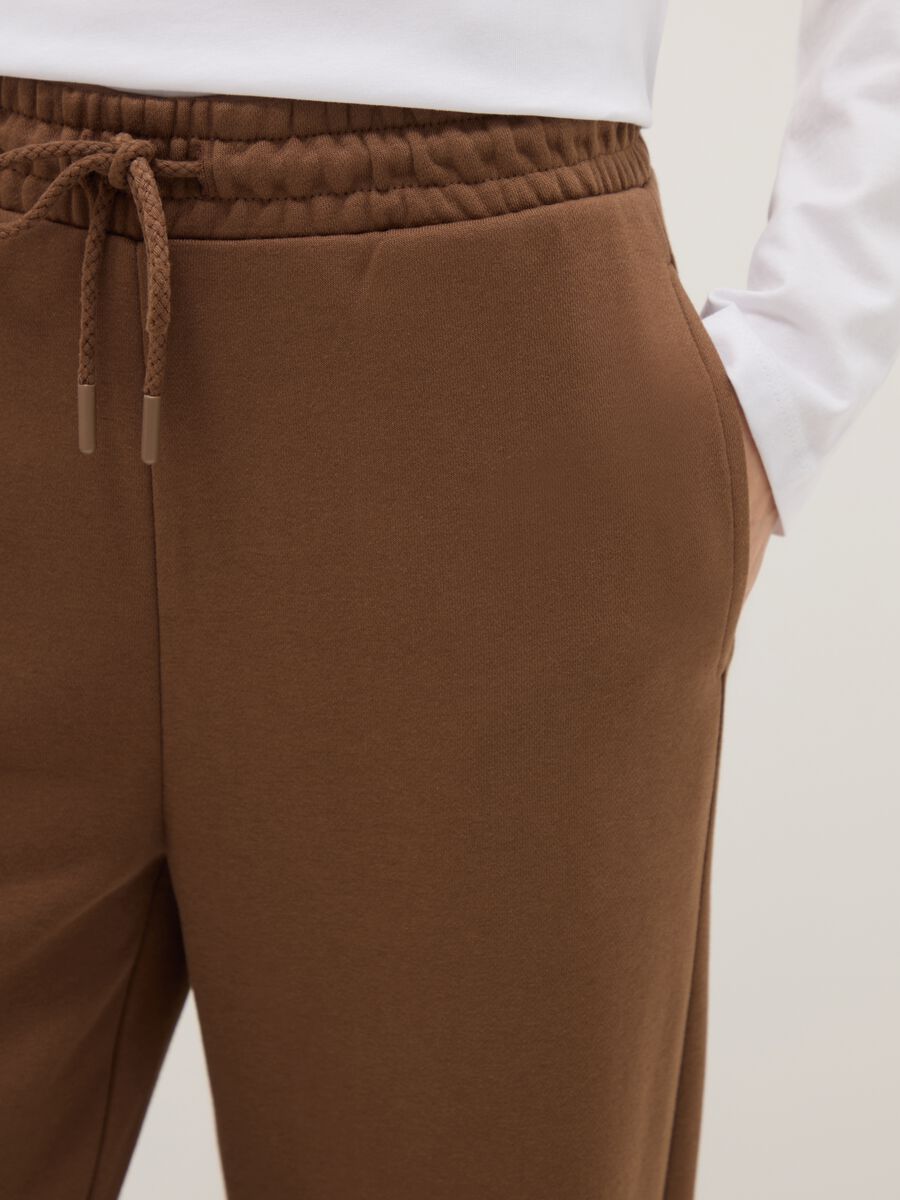 Brown cotton blend joggers regular fit_3