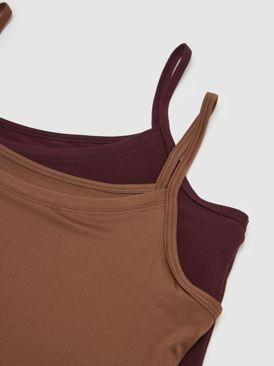 Set of two-pack violet stretch fabric tops with thin straps_5