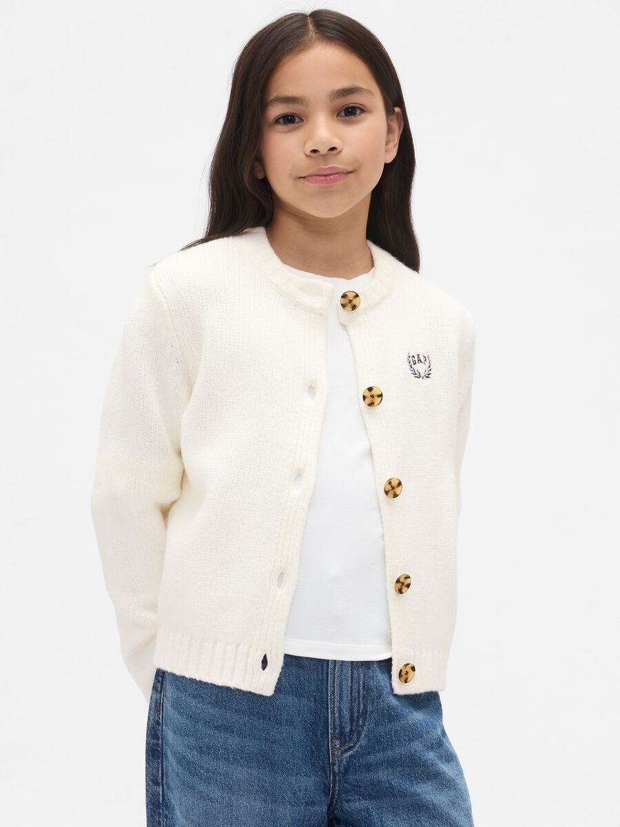 White Cotton Blend Cardigan_0