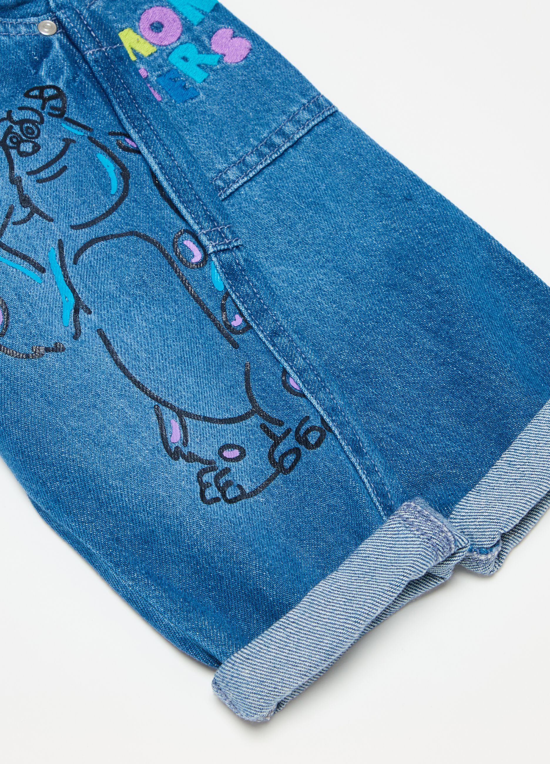 Jeans in cotone con stampa Monsters & Co.