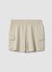 Girls' beige cotton-blend cargo shorts with relaxed fit_1