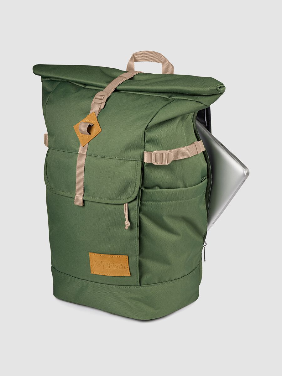 Zaino verde arrotolabile con tasche_2