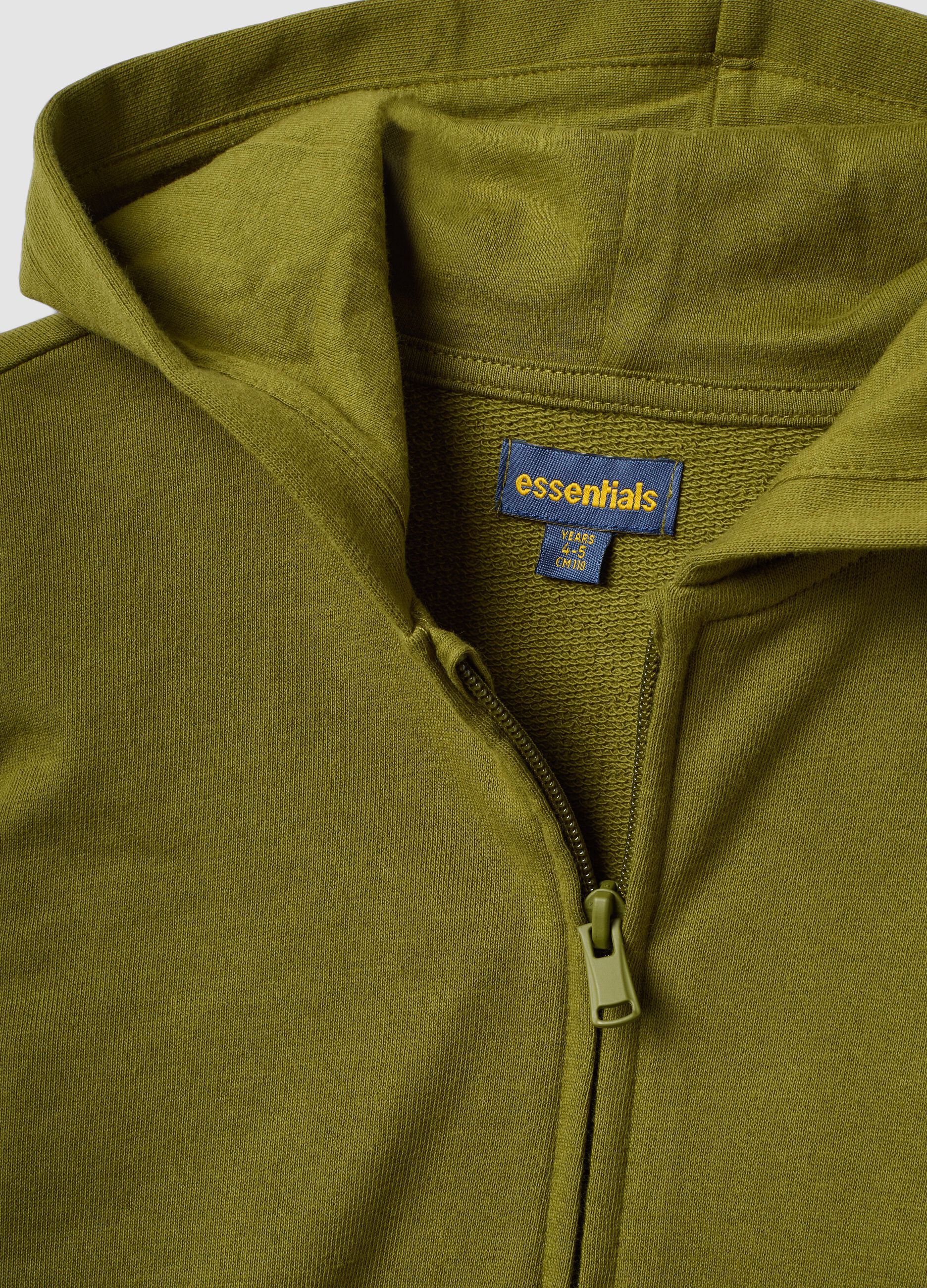 Green organic cotton hooded sweatshirt for boys, regular fit
