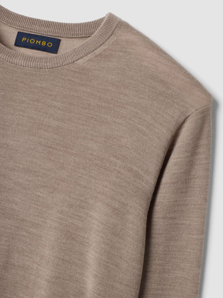 Maglia beige girocollo in pura lana merino regular fit_1