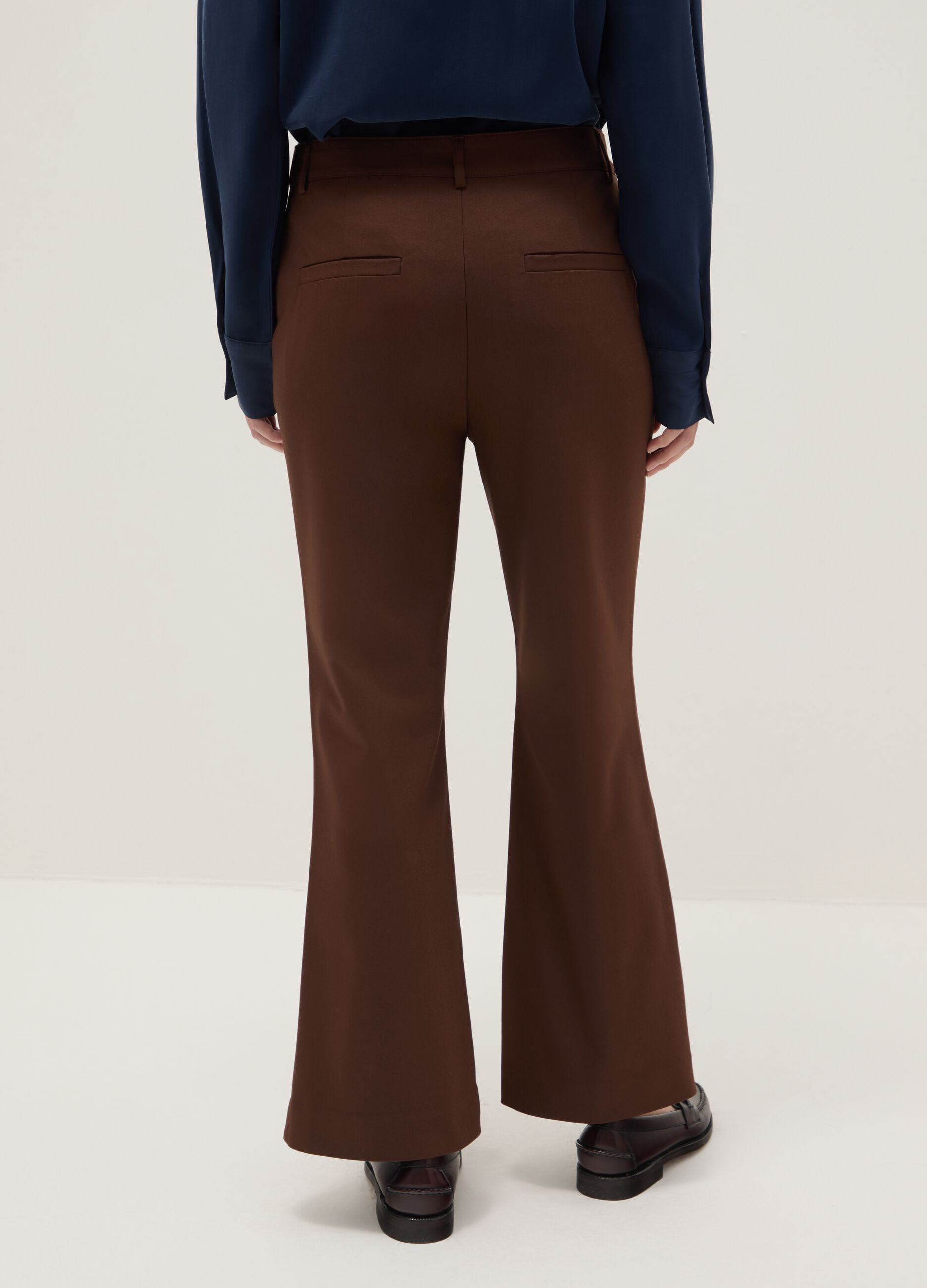 Brown stretch regular fit trousers