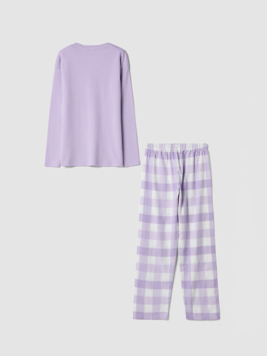 Purple crew-neck pyjamas in pure organic cotton_1