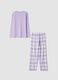 Purple crew-neck pyjamas in pure organic cotton_1