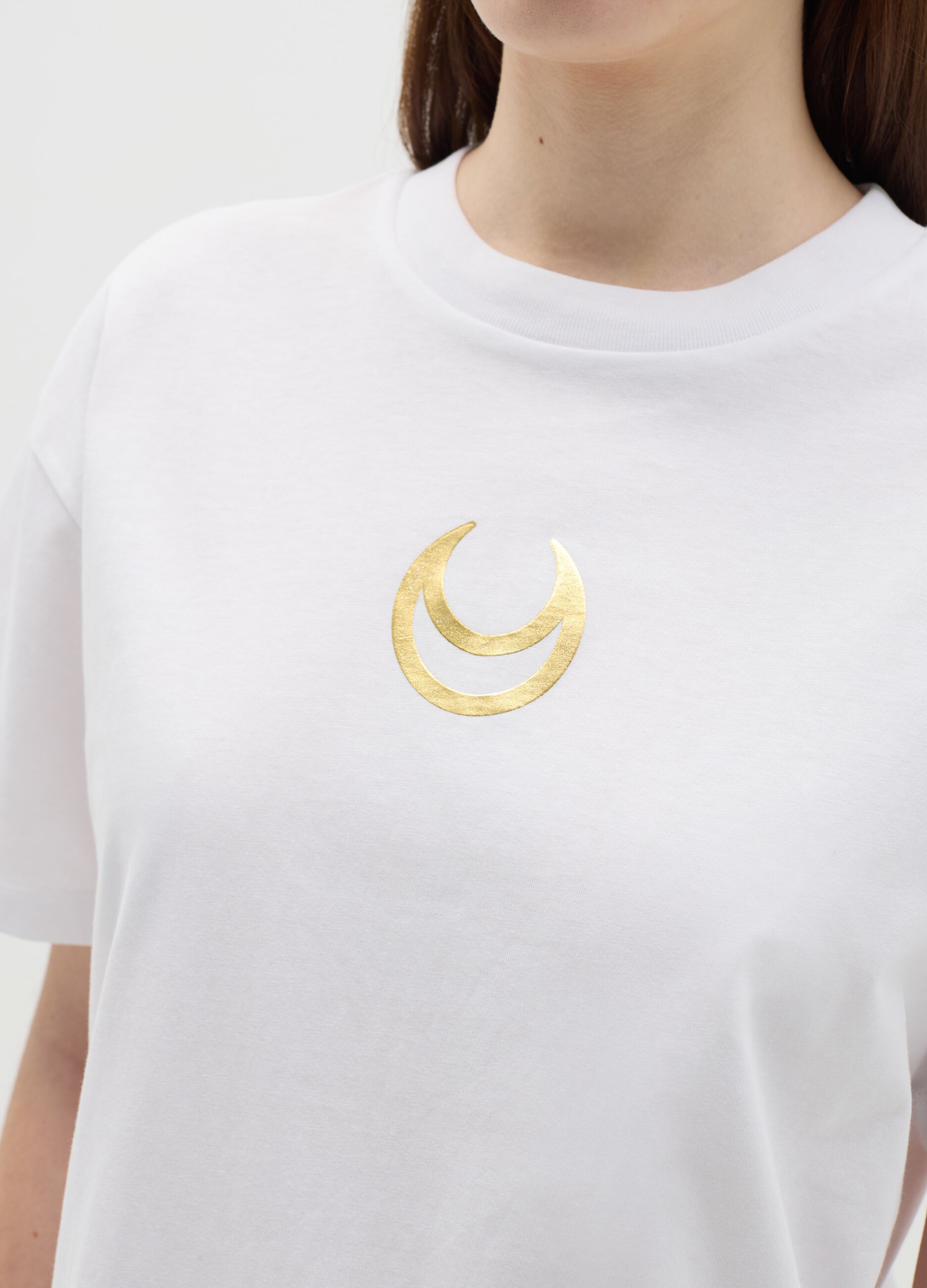 T-shirt bianca in cotone con stampa Sailor Moon