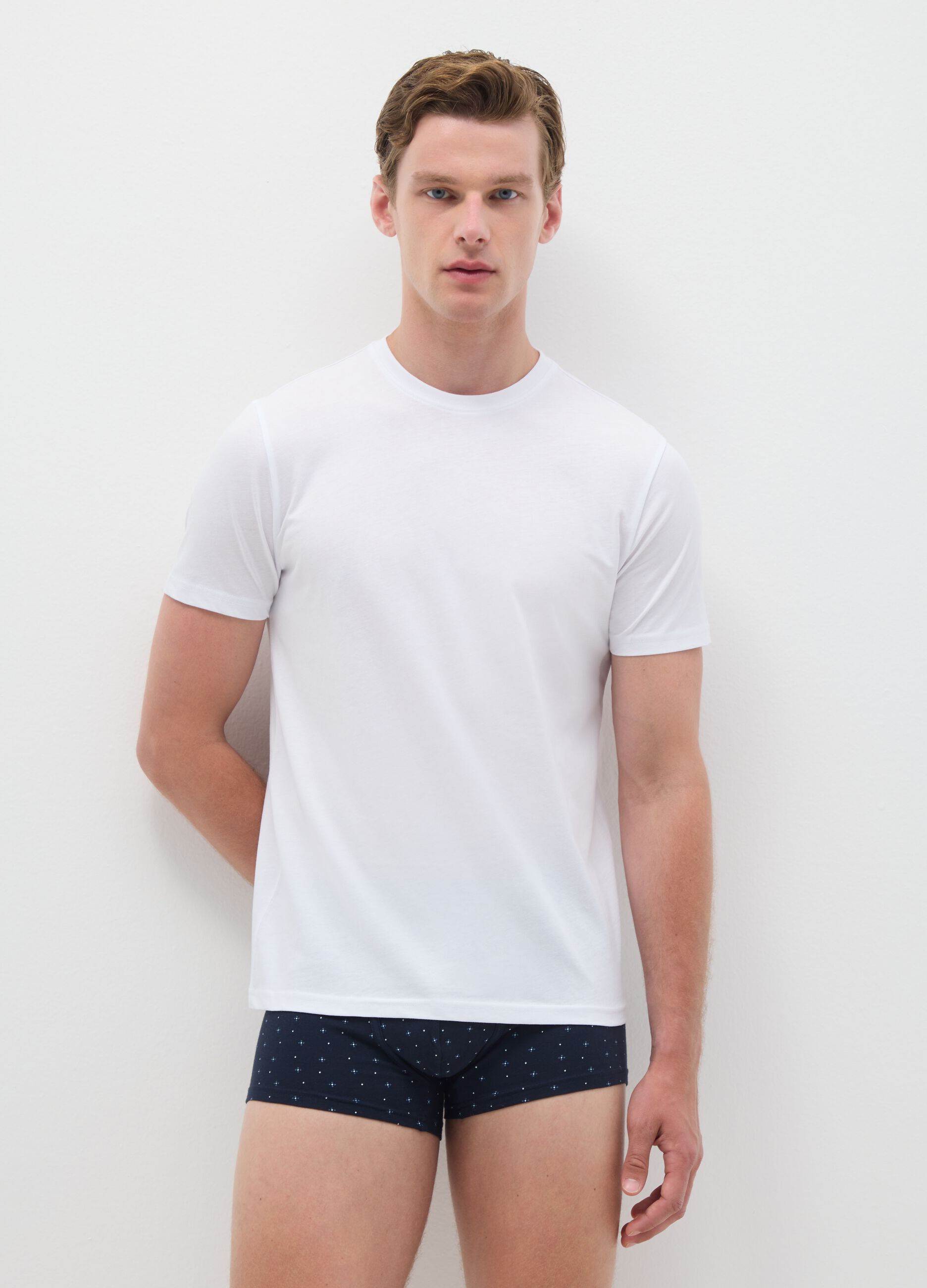 Tripack t-shirt da uomo in puro cotone bianco regular fit