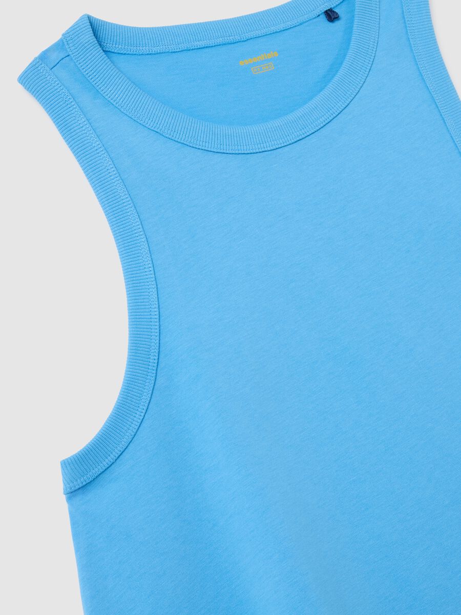 Women's dress in pure blue cotton_1
