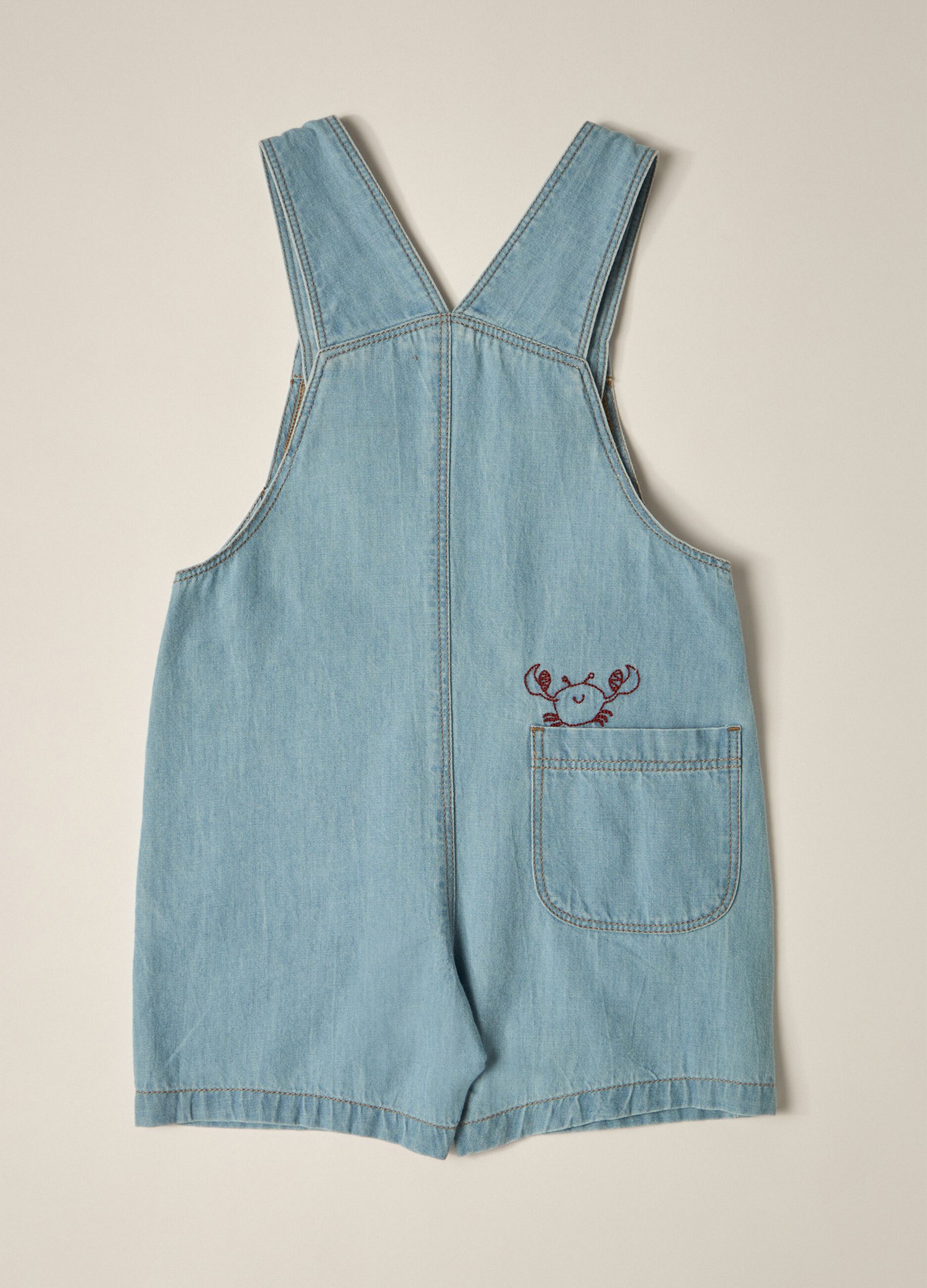 Salopette in denim di puro cotone IANA neonato