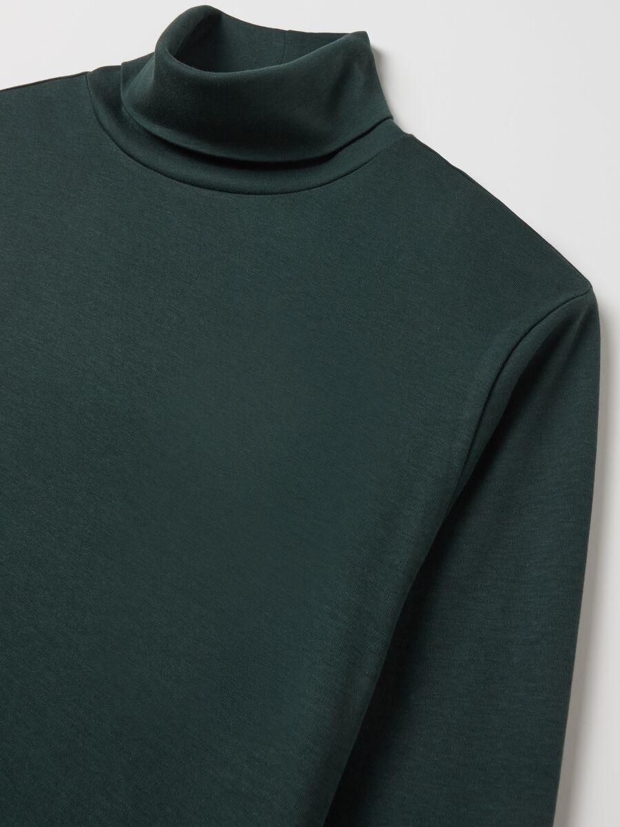 Interlock cotton T-shirt with high neck_5