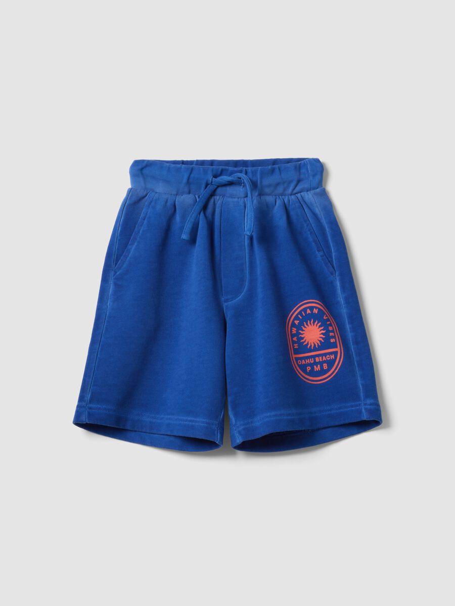 Shorts cargo in puro cotone blu da bambino baggy fit_3