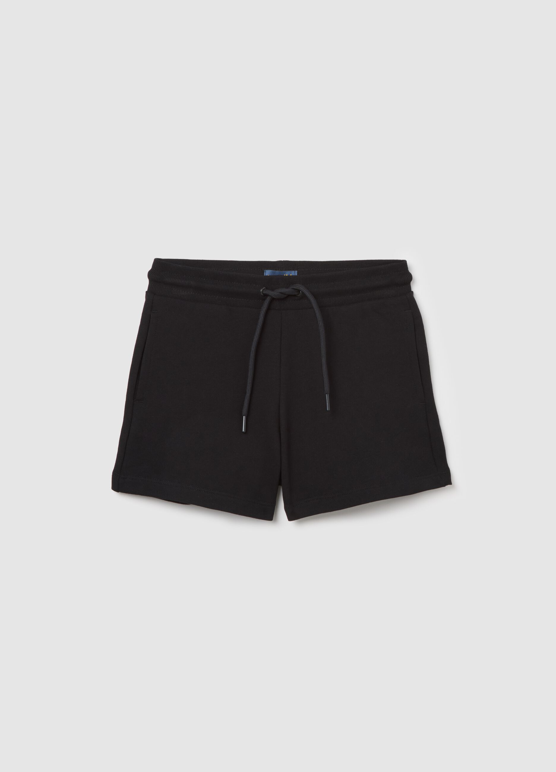 Shorts da ragazza in puro cotone nero regular fit