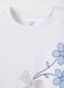 Girls' white stretch cotton T-shirt with regular fit and rhinestones_2