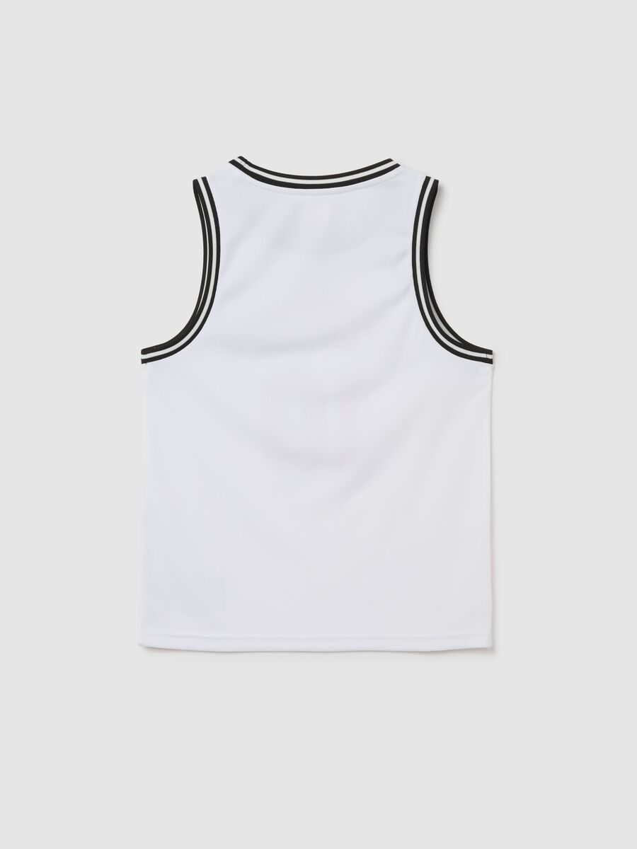 Canotta da ragazzo in bianco regular fit con stampa rossa_1