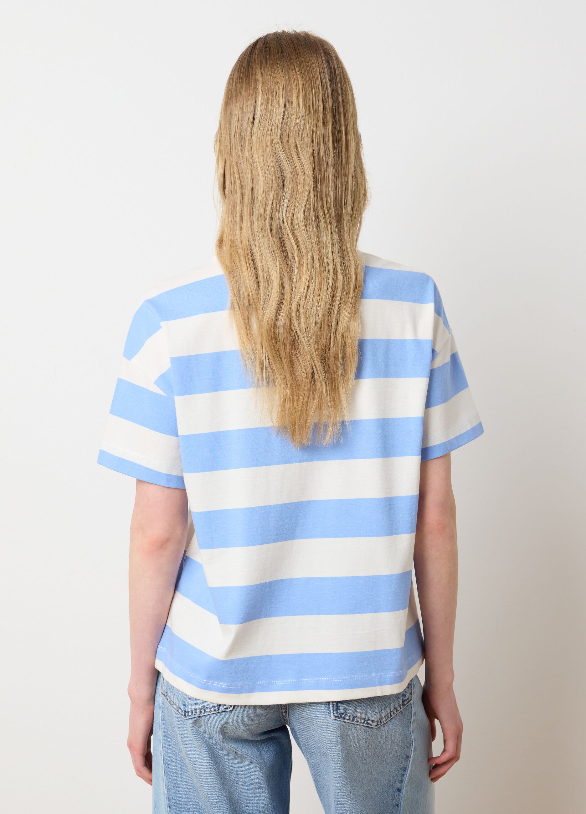 T-shirt da donna in puro cotone multicolor regular fit