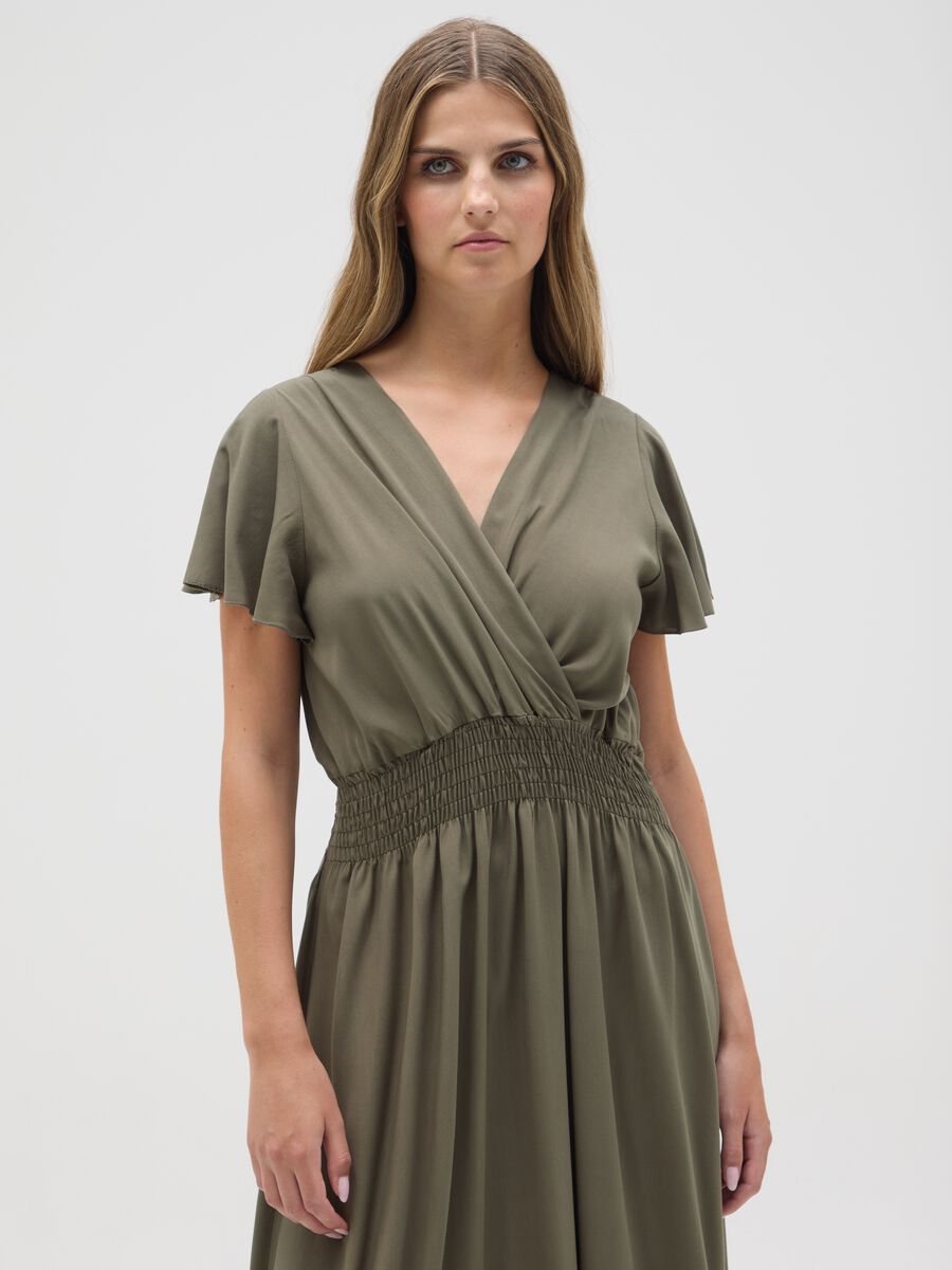 Women's long green dress in pure viscose regular fit_1