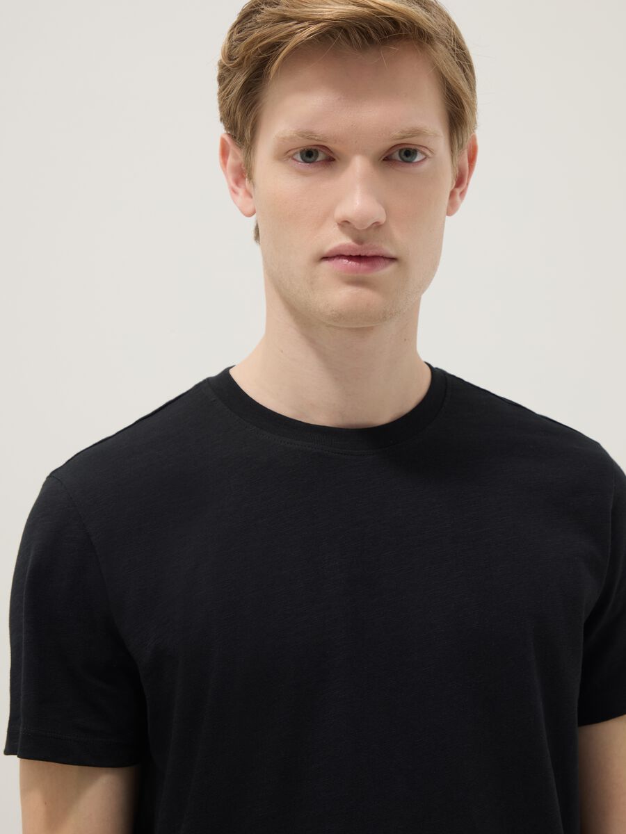 Black pure cotton short sleeve T-shirt regular fit_3