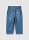 Blue denim trousers with elastic and drawstring_1