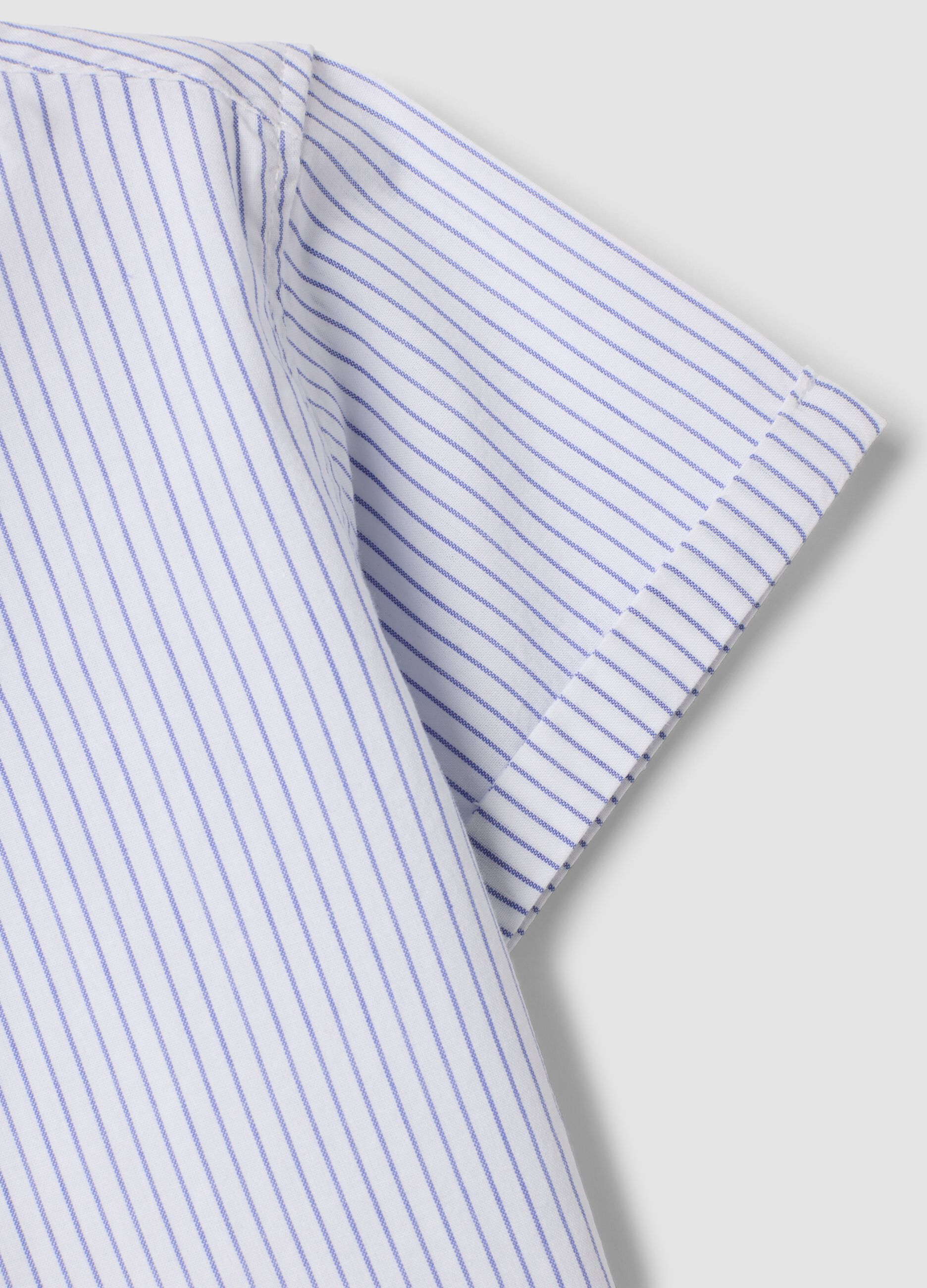 Blue striped pure cotton shirt with embroidered detail for boys, regular fit