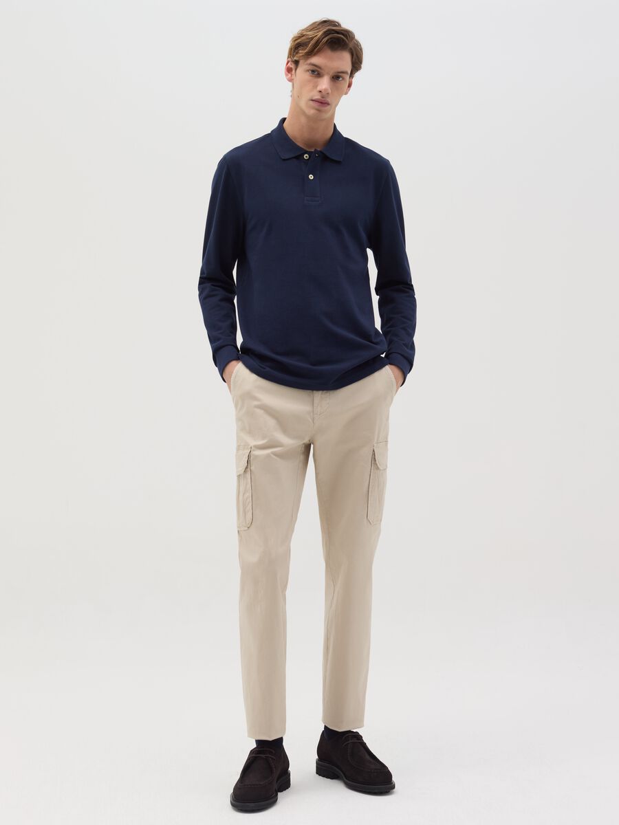 Slim-fit cargo pants in stretch cotton_0