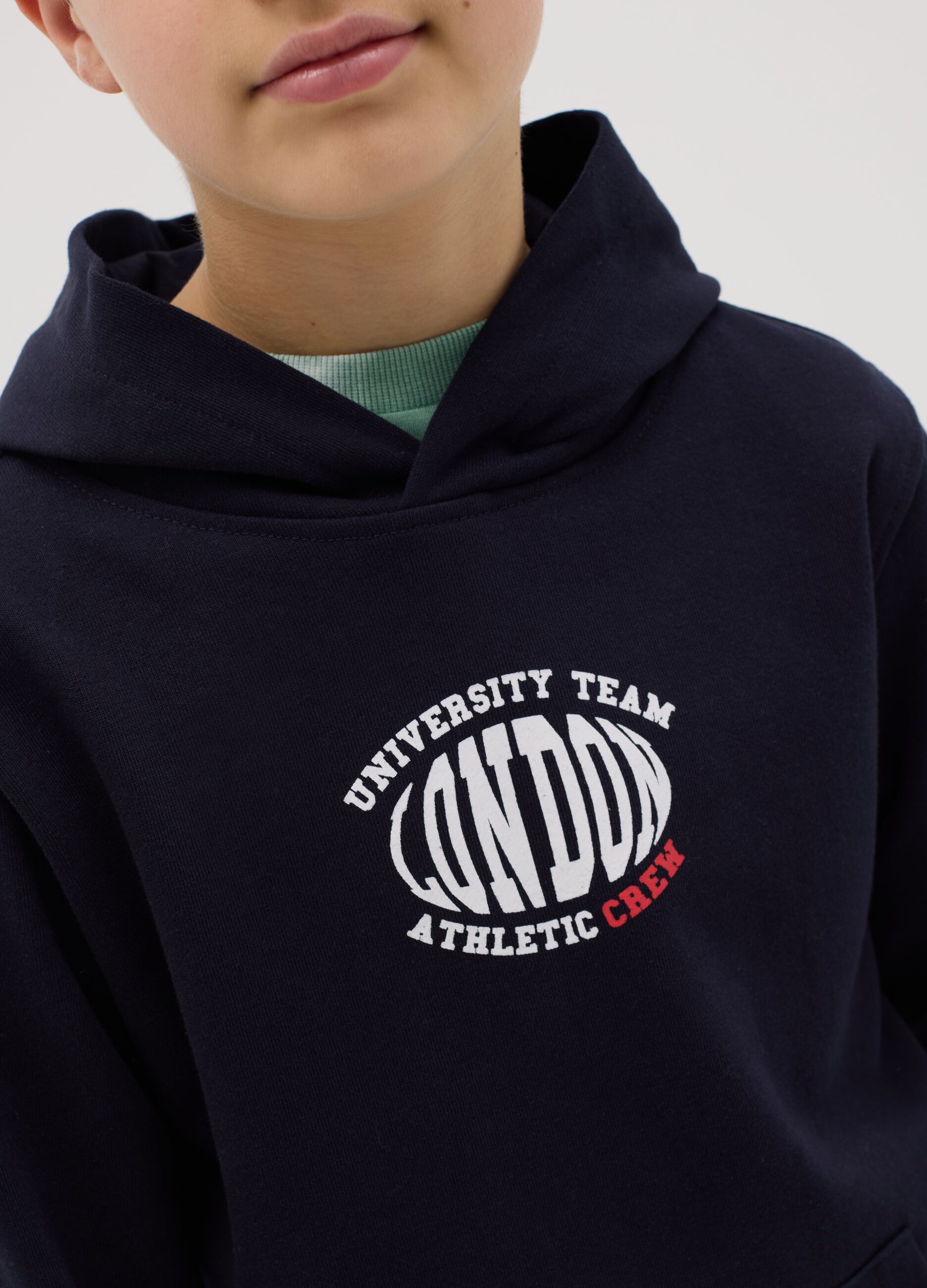 Sweatshirt with hood and "London University Team" print