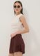 Brown viscose-linen blend shorts with elasticated waist, regular fit_3