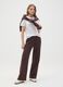Brown relaxed cotton blend trousers_0