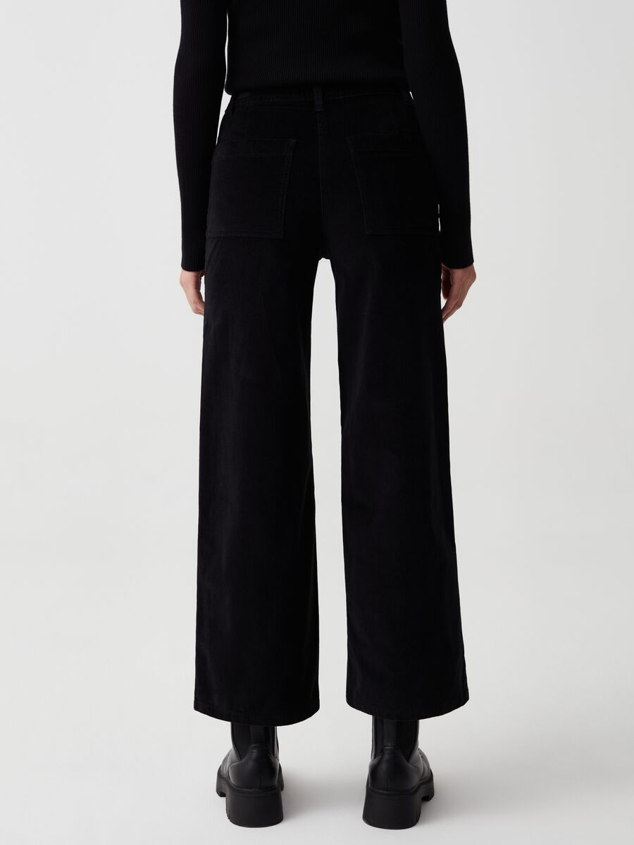 Pantaloni wide leg in velluto stretch_2