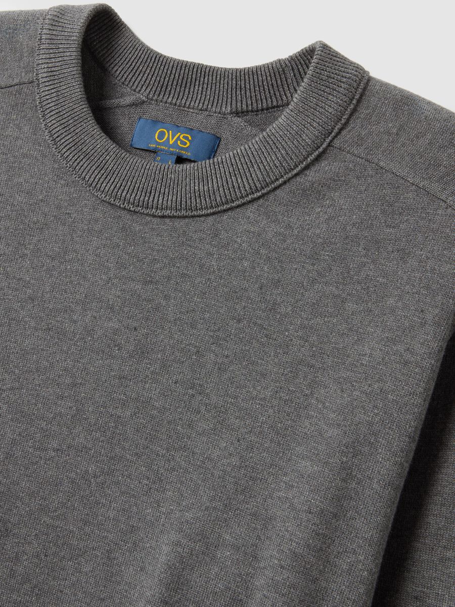 Grey crew-neck pure cotton sweater regular fit_5
