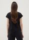 Black pure cotton T-shirt with Broderie Anglaise lace insert_3