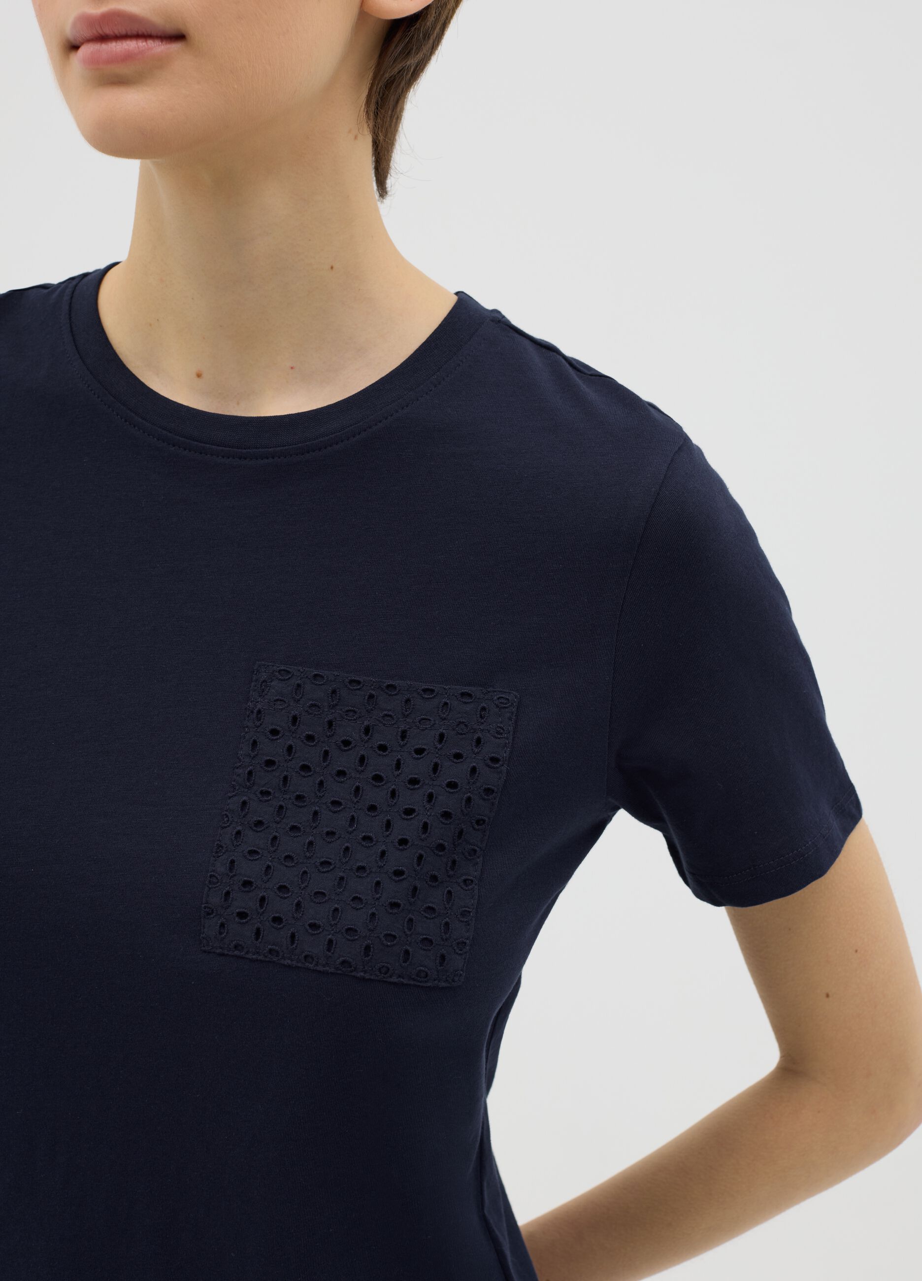 Blue T-shirt with embroidered pocket in Ovs cotton