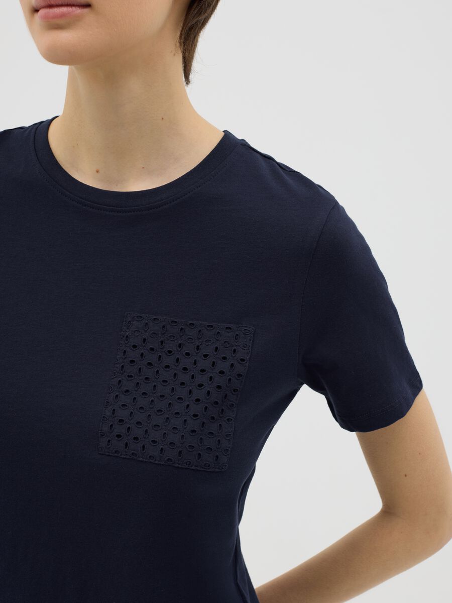 Blue T-shirt with embroidered pocket in Ovs cotton_2