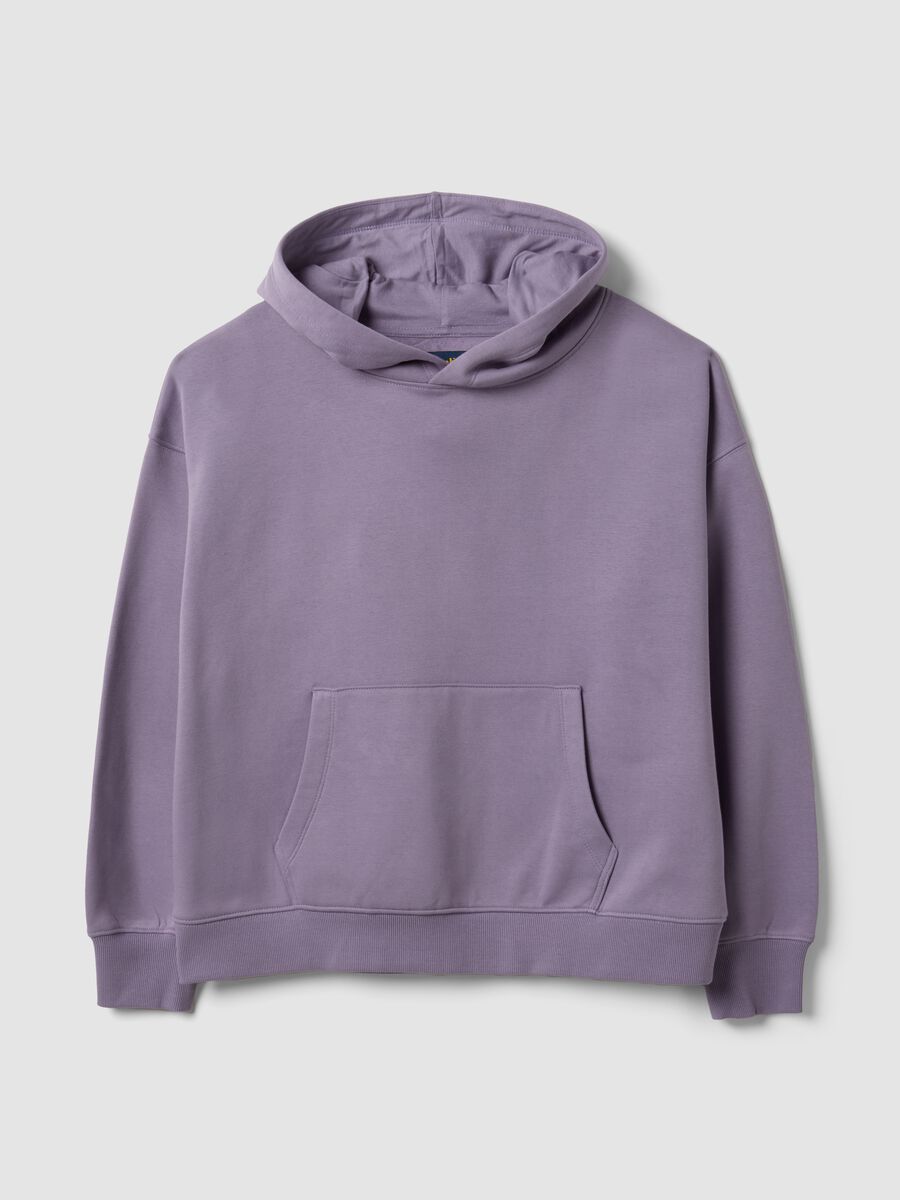 Felpa viola in misto cotone con cappuccio regular fit_4
