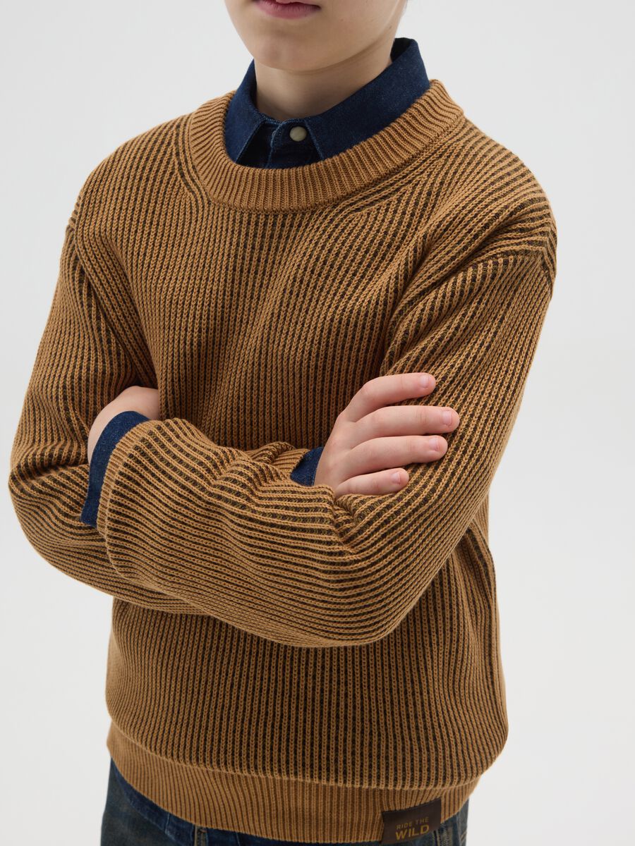Maglione da ragazzo marrone regular fit_2
