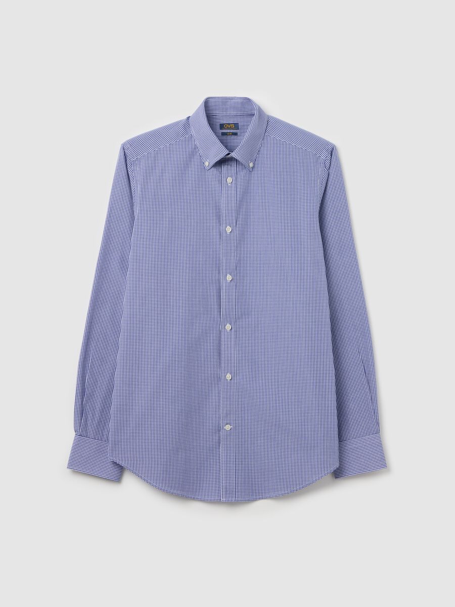 Slim-fit easy-iron shirt with micro check_4