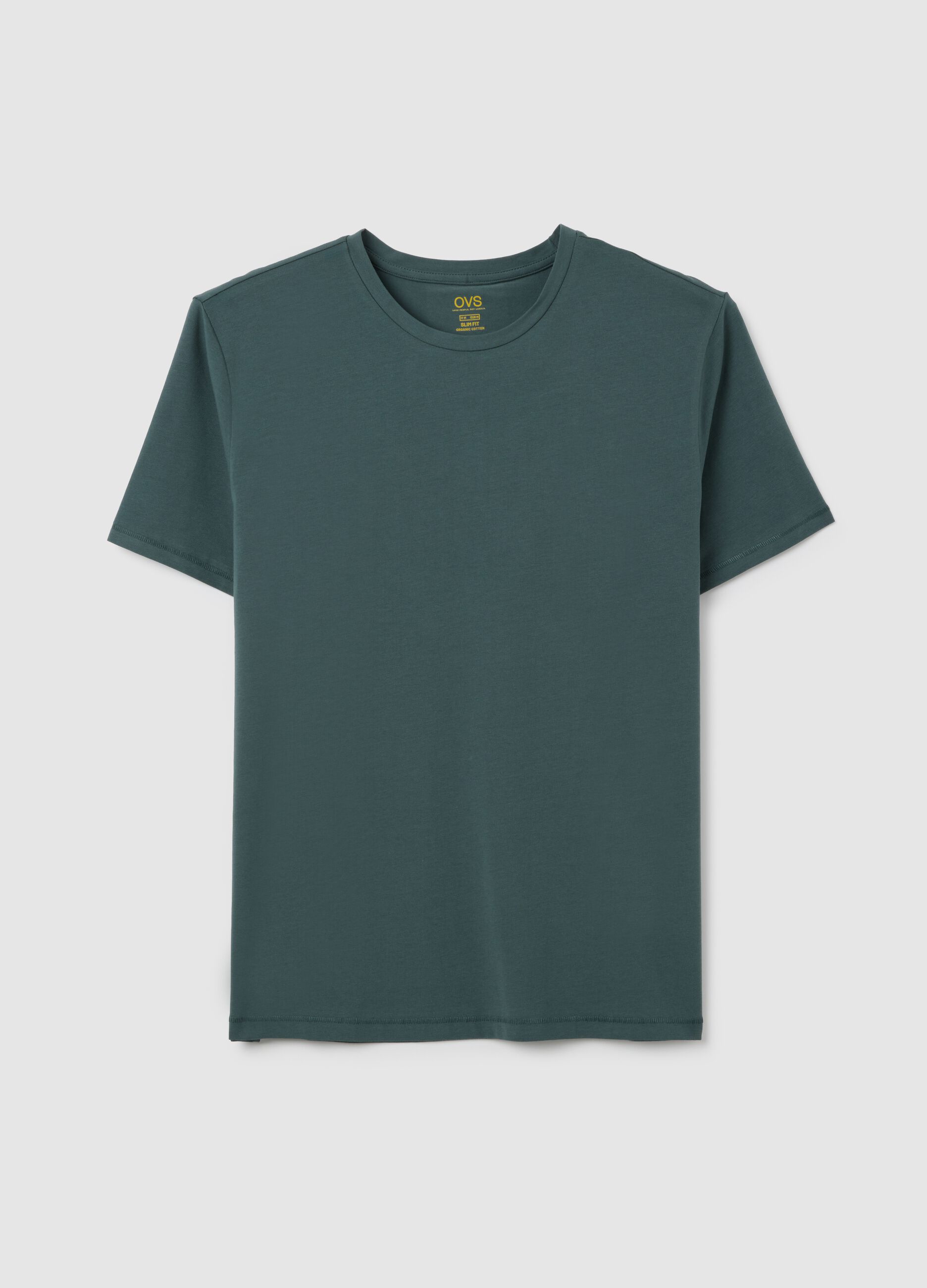 Men's green cotton slim fit T-shirt