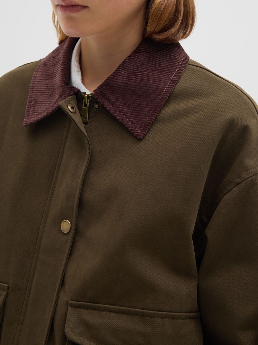 Giacca verde in puro cotone e velluto regular fit_3