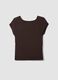 Brown pure viscose V-neck T-shirt, regular fit_1