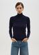 Blue Ribbed Regular Fit Turtleneck Jumper_1