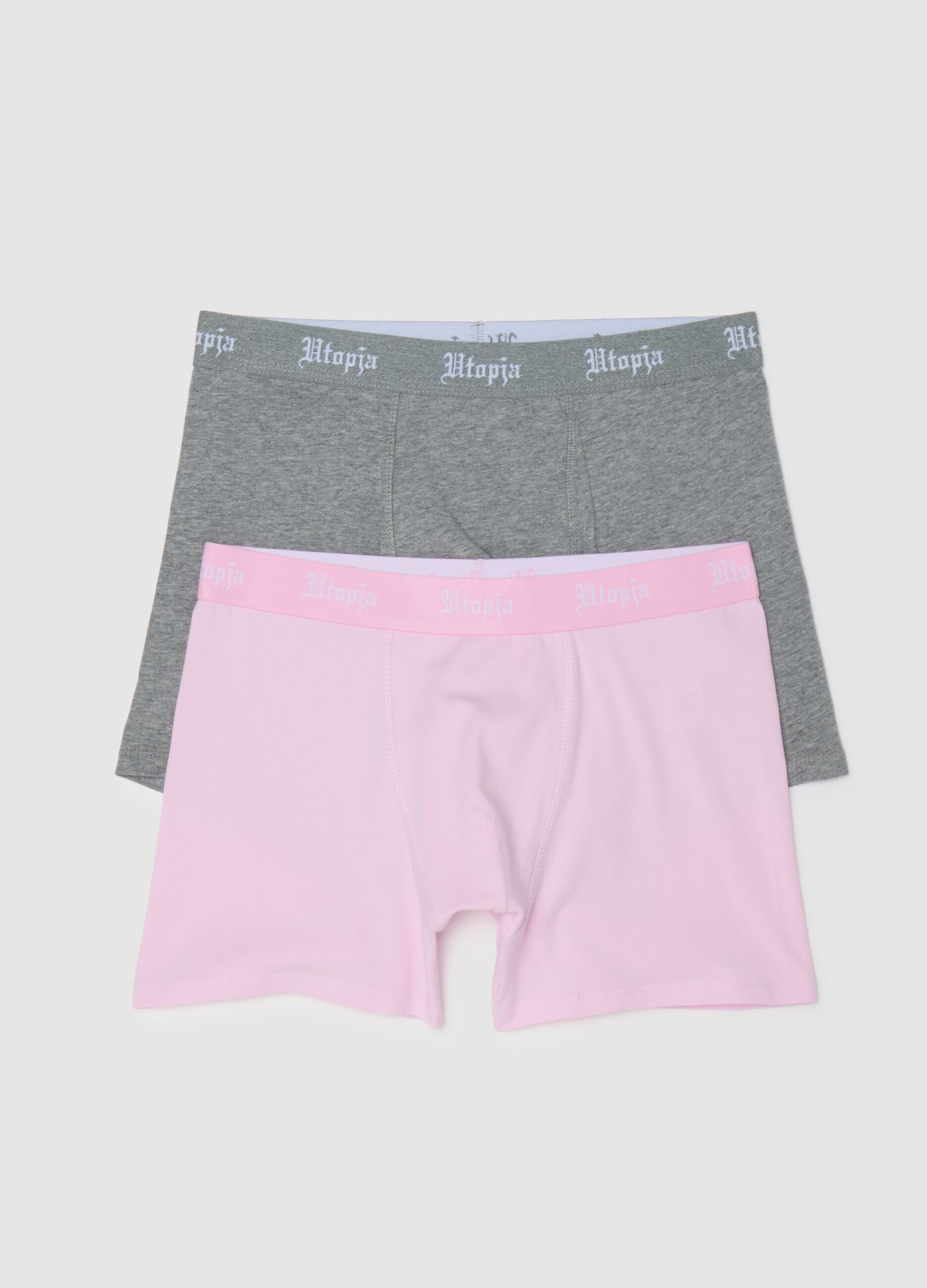 Twin Pack Boxers Pink & Grey Melange