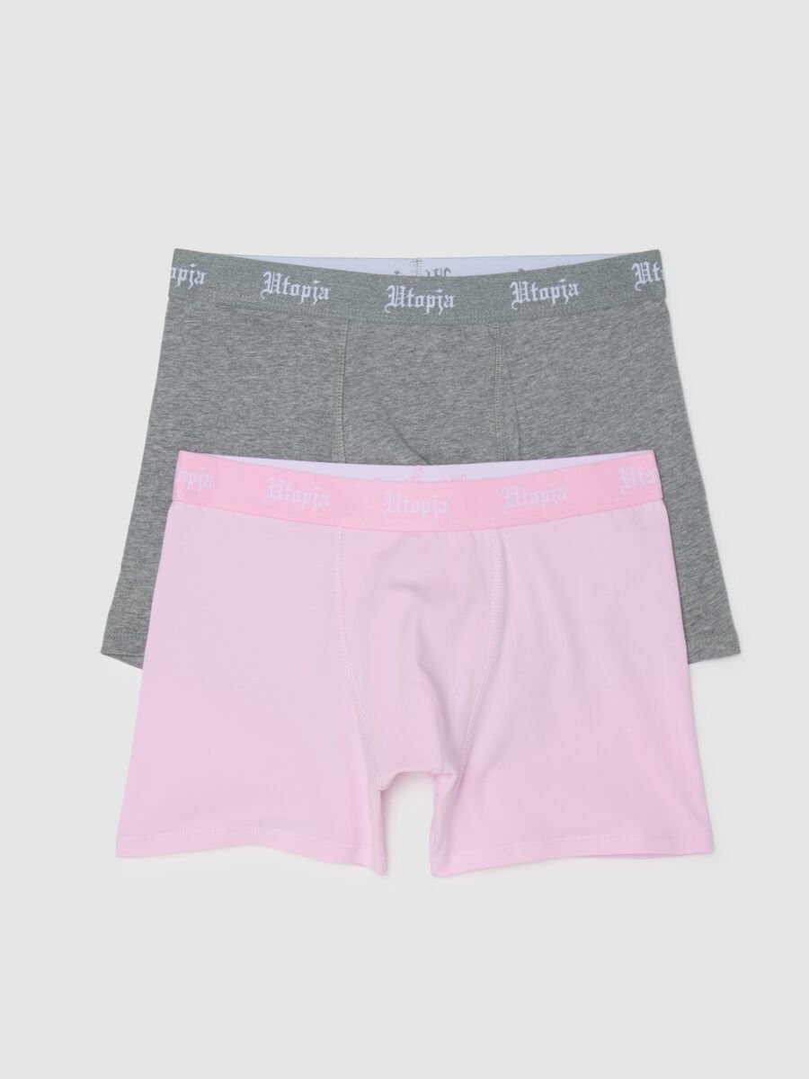 Twin Pack Boxers Pink & Grey Melange_0