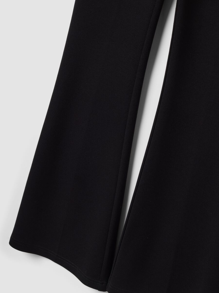 Leggings neri flare fit in punto Milano di viscosa elasticizzata_5
