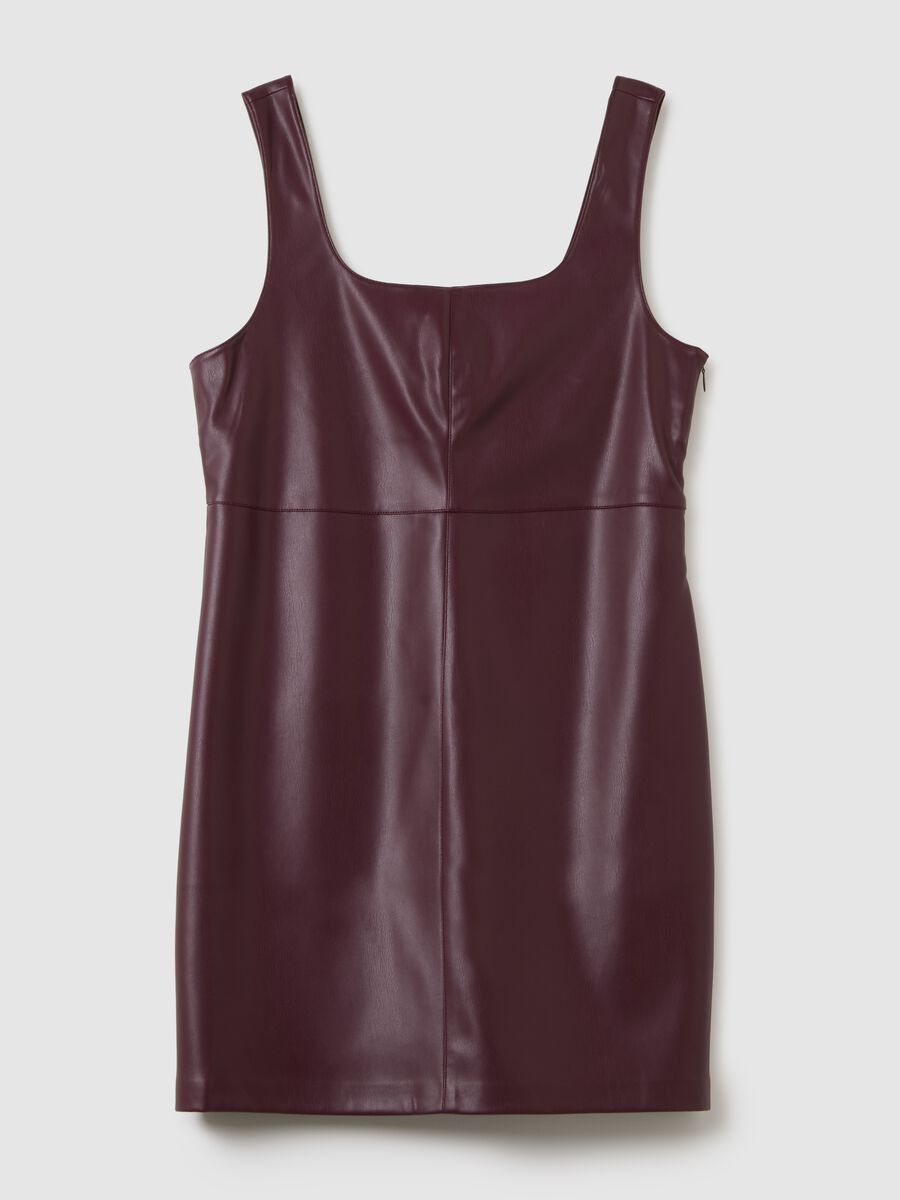 Purple varnish-effect regular fit dress with zip_4