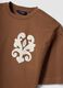 Brown pure cotton T-shirt with embroidery, regular fit_5