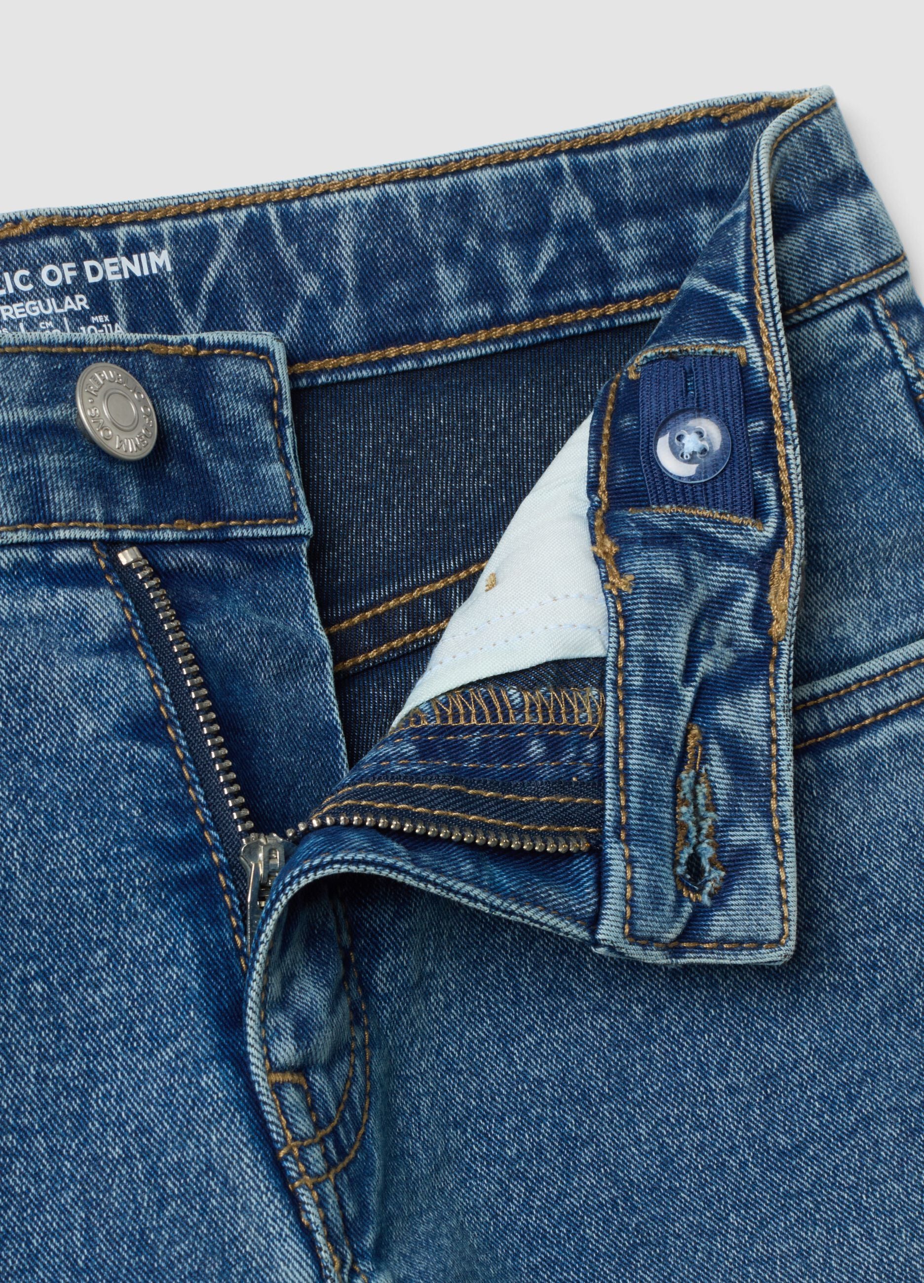 Boys&rsquo; regular-fit blue stretch cotton jeans