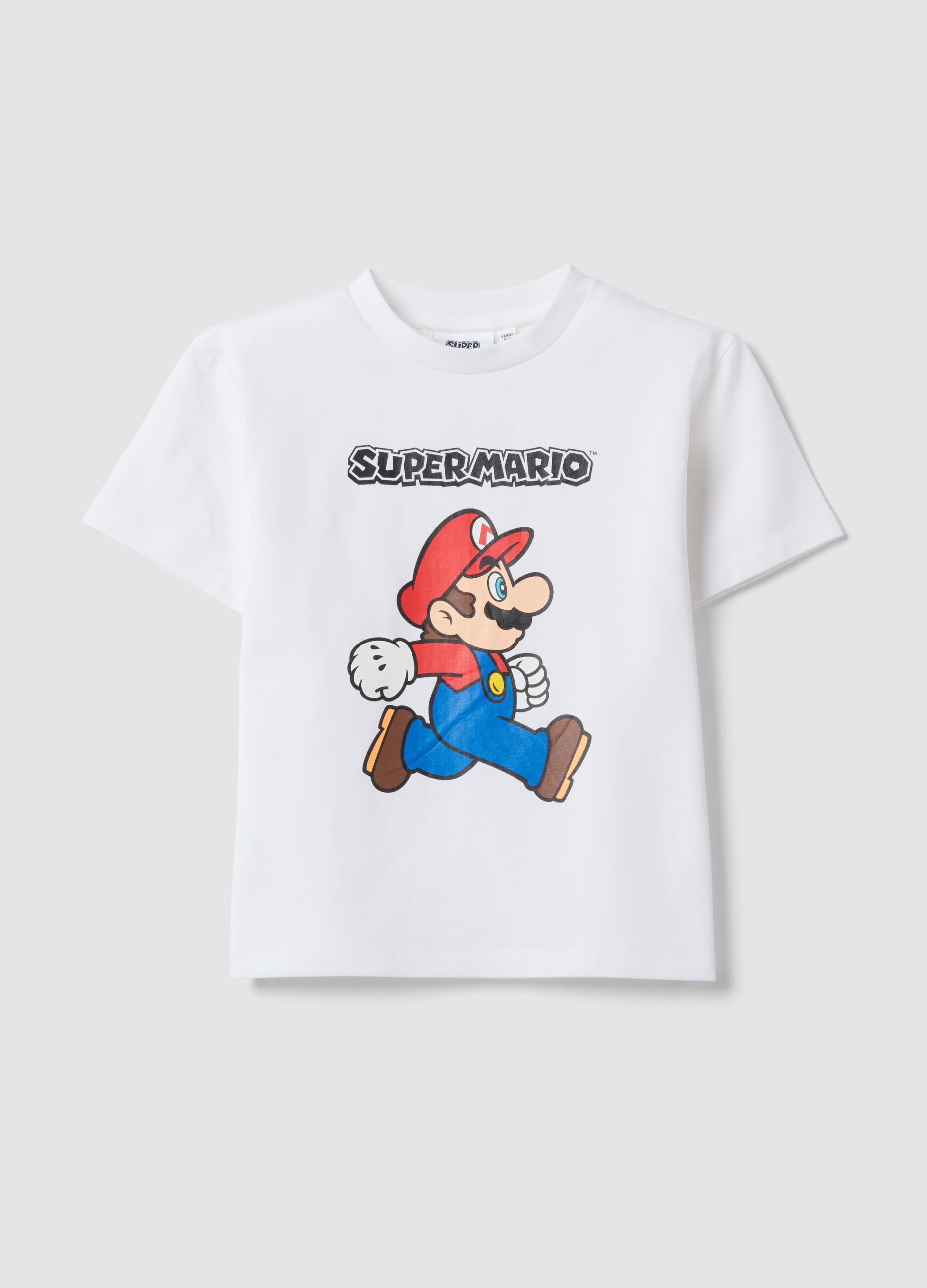 Kids&rsquo; white stretch cotton Super Mario T-shirt