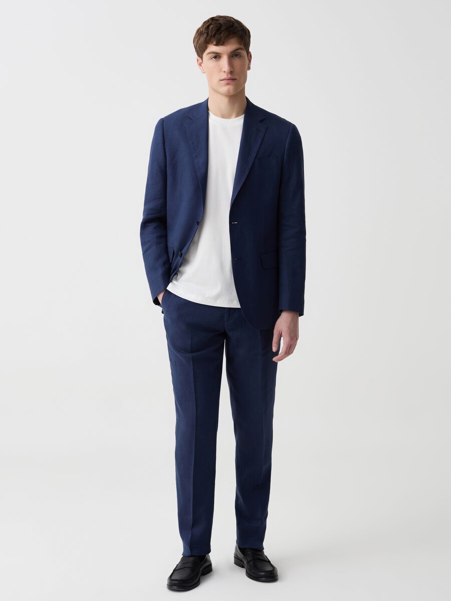 Slim-fit trousers in linen_0